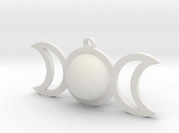 Triple Goddess Moon Charm (style 1) in White Natural Versatile Plastic