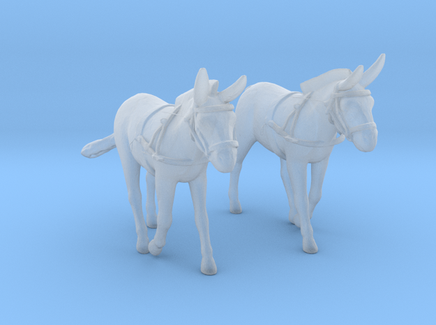 Mule Pair w/Harness in Smoothest Fine Detail Plastic: 1:87 - HO