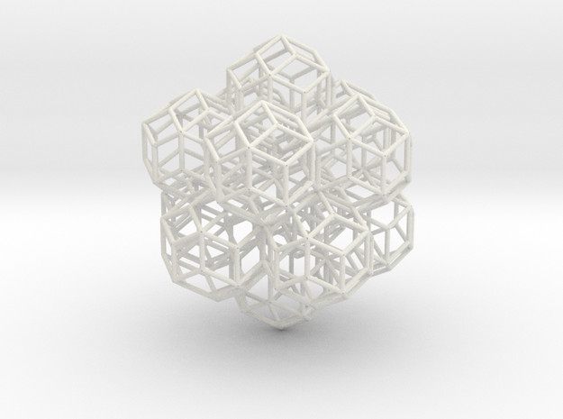 rhombic tricontahedrons, at icosahedron vertices in White Natural Versatile Plastic