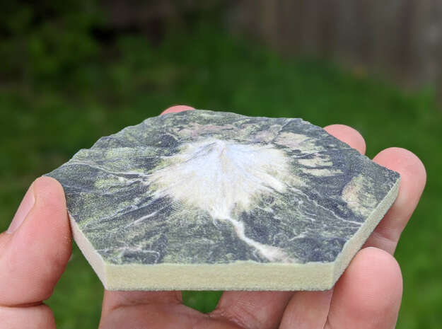 Model of Mt. Hood, OR (10cm, Full-Color) in Full Color Sandstone