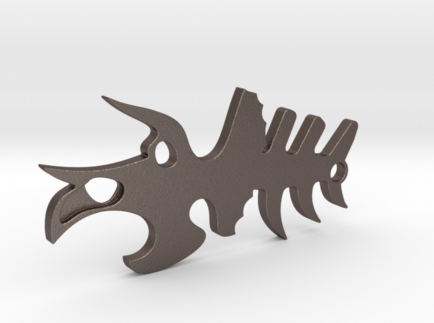 Triceratops churchkey in Polished Bronzed-Silver Steel