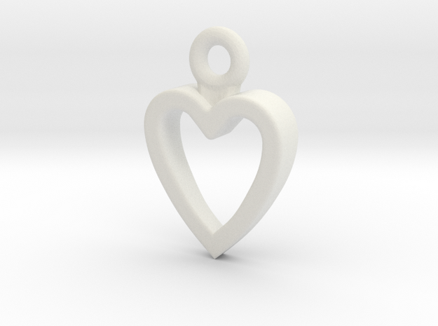 Heart Charm / Pendant / Trinket in White Natural Versatile Plastic