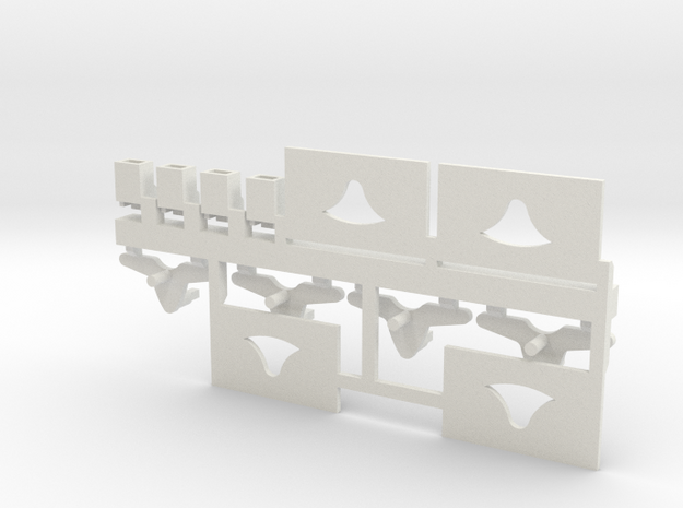 Grappe de 4 attelages à élongation pour wagon type in White Natural Versatile Plastic