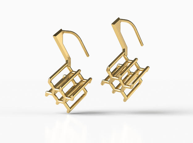 HONEYCOMB EARRINGS in Natural Brass