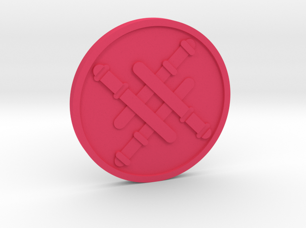 Four of Wands Coin in Pink Processed Versatile Plastic