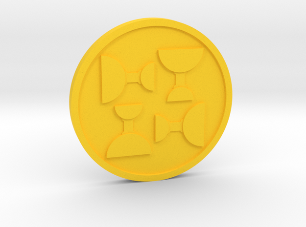 Four of Cups Coin in Yellow Processed Versatile Plastic