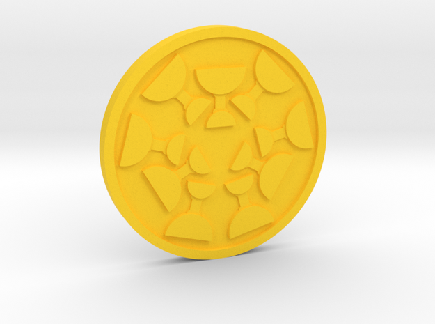 Nine of Cups Coin in Yellow Processed Versatile Plastic