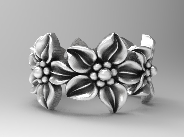 Flower ring size 8.5 in Natural Silver