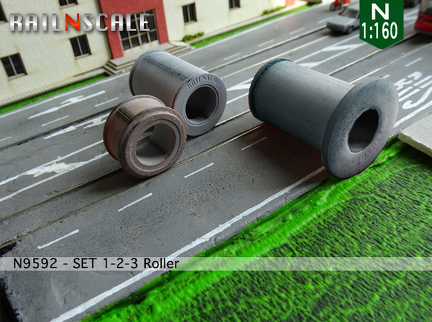 1-2-3 Rollers | Without pattern (N 1:160) in Tan Fine Detail Plastic