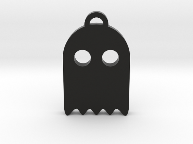 Pacman Ghost Keychain in Black Natural Versatile Plastic