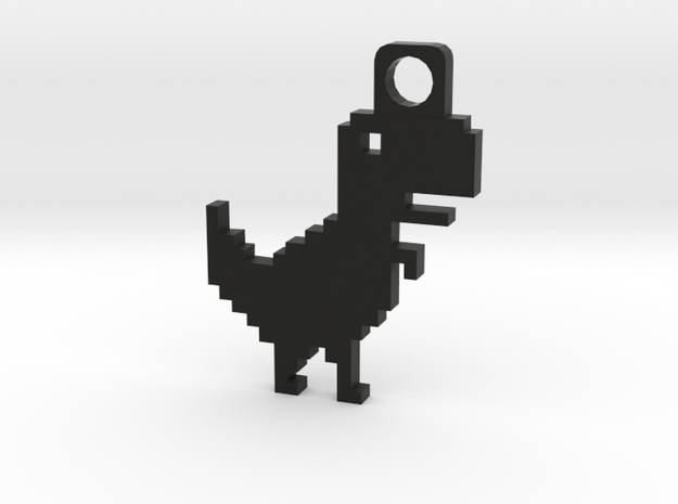 8bit Dino Keychain in Black Natural Versatile Plastic