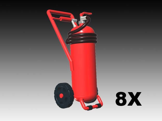 Wheeled fire extinguisher - 1:144- 8X in Clear Ultra Fine Detail Plastic