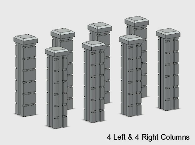 Rod Iron Fence - 90 deg Corner Columns. in Tan Fine Detail Plastic