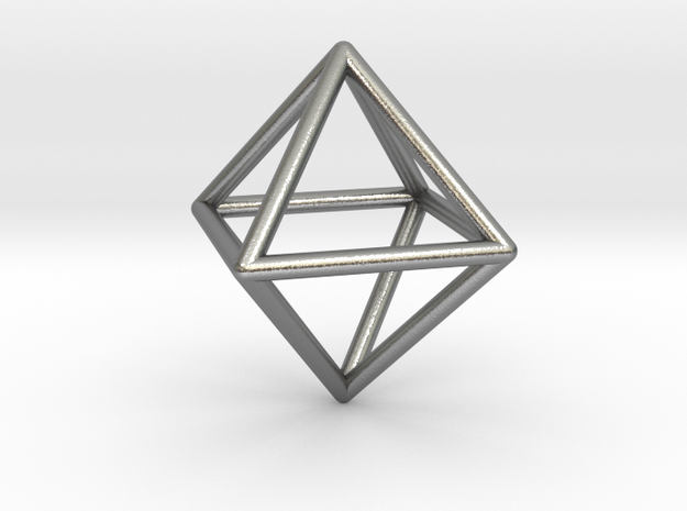Simple Wireframed Octahedron in Natural Silver