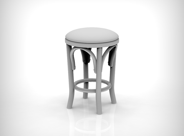 Stool 02. 1:24 Scale x4 Units in Tan Fine Detail Plastic