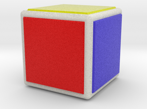 0844 Cube (Faces&full color, 5 cm) in Natural Full Color Sandstone