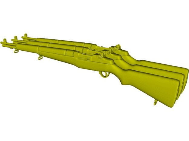 1/24 scale Springfield M-1 Garand rifles x 3 in Tan Fine Detail Plastic