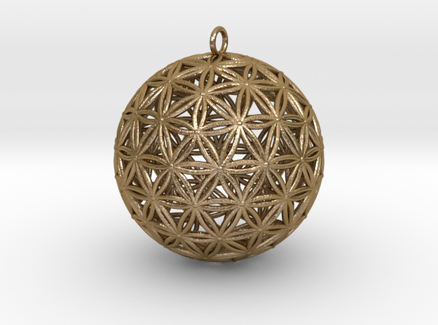 Geodesic Flower of Life sphere Flower of life 50mm in Polished Gold Steel