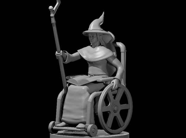 Human Female Wizard in a Wheel Chair in Tan Fine Detail Plastic