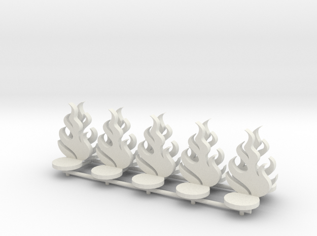 Flames with round base (x10) in White Natural Versatile Plastic