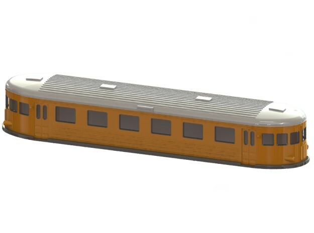 Swedish wagon for railcar UCo6 H0-scale in White Processed Versatile Plastic
