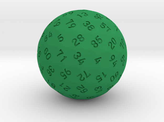 d99 Sphere Dice in Green Processed Versatile Plastic