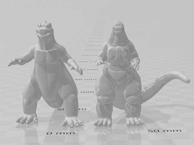 Godzilla 1991 kaiju monster 51mm miniature fantasy in Gray PA12