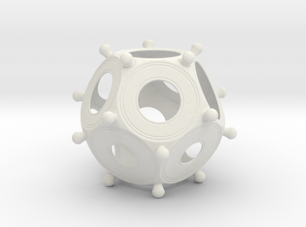 Roman Dodecahedron 100 Large in White Natural Versatile Plastic