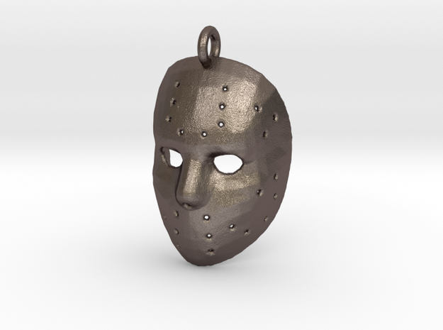 Jason Voorhees Mask Pendant in Polished Bronzed-Silver Steel