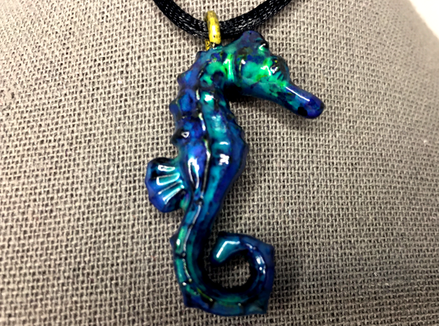 Seahorse Pendant in Tan Fine Detail Plastic