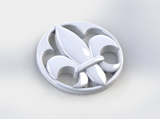 Fleur-de-lis Token 1" in White Natural Versatile Plastic