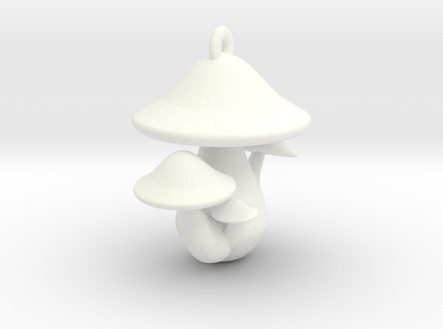 Mushroom Charm in White Processed Versatile Plastic