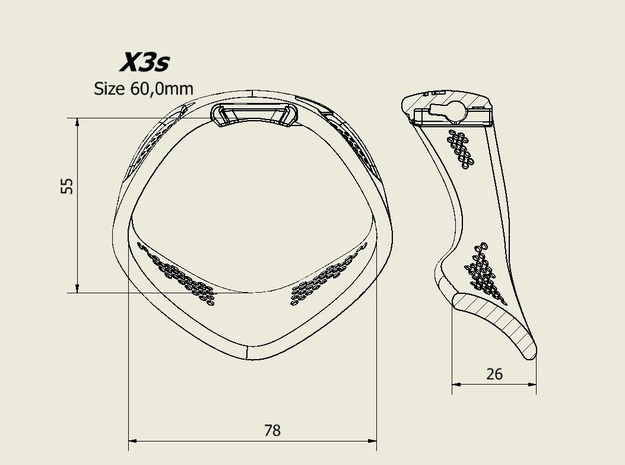 X3S Ring 60mm  in Black PA12