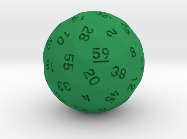d59 Sphere Dice "Omega-Totative" in Green Processed Versatile Plastic: Medium