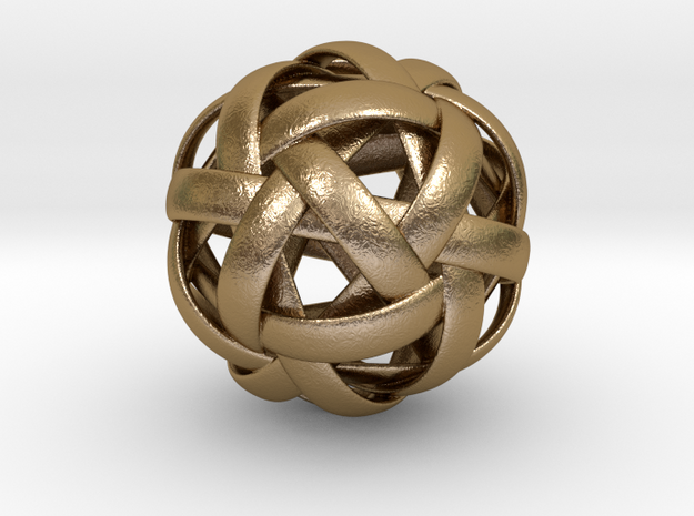 TenBandIcosahedron.stl in Polished Gold Steel