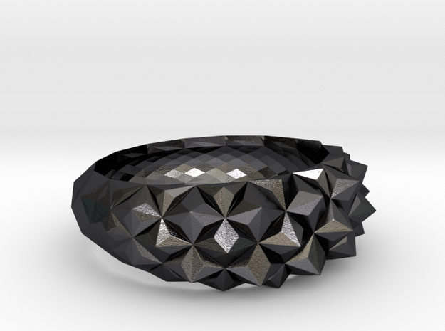 Geometric Cristal Ring 1 US9 in Polished and Bronzed Black Steel