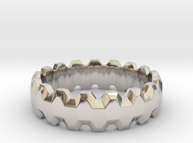 Gear Ring in Rhodium Plated Brass: 8 / 56.75