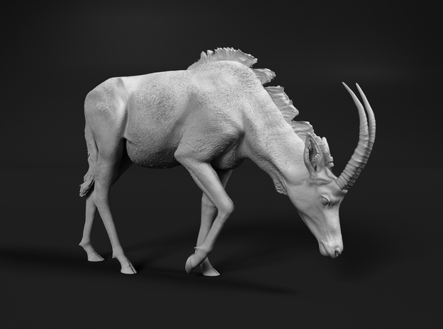 Sable Antelope 1:16 Female with head down in White Natural Versatile Plastic