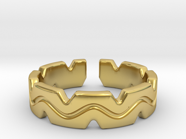 Fun crown [sizable ring] in Polished Brass