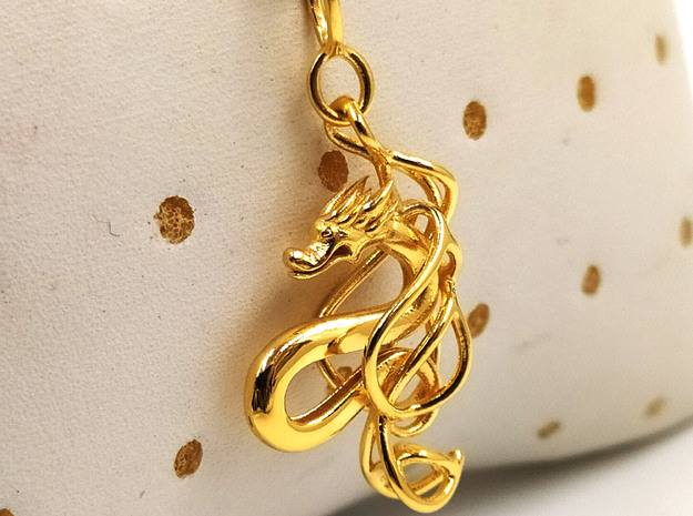 Mountain dragon pendant in 14k Gold Plated Brass