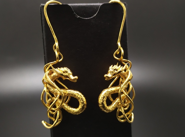 Eastern Dragon Earring in 14k Gold Plated Brass