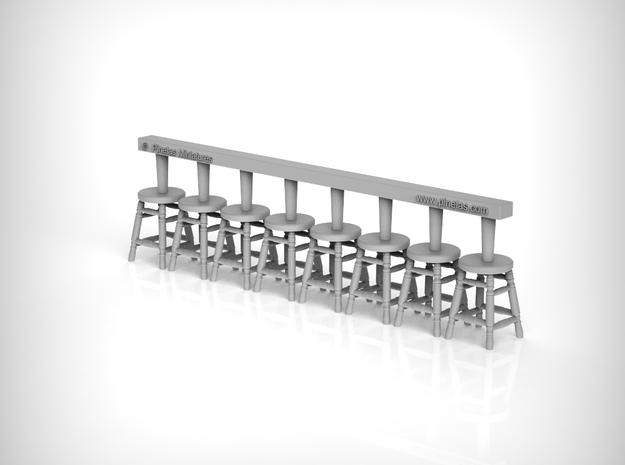 Stool 03. 1:48 Scale x8 Units in Tan Fine Detail Plastic
