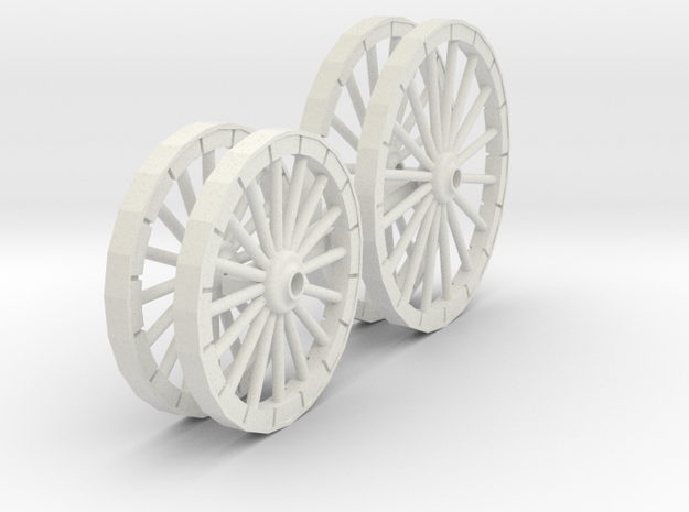 HDV02W Buckboard Wheels (1/32) in White Natural Versatile Plastic