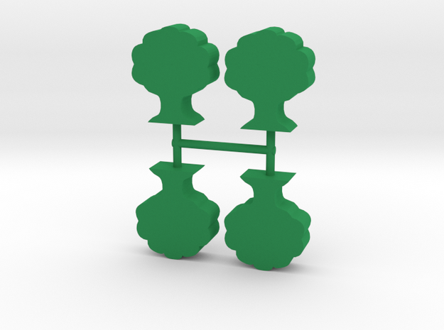 Oak Tree meeple, 4-set in Green Processed Versatile Plastic