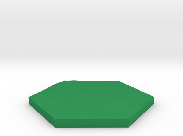 Grass terrain hex tile counter in Green Processed Versatile Plastic