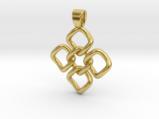 Flower by links [pendant] in Polished Brass