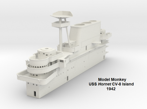 1/144 USS Hornet CV-8 Island, 1942 in White Natural Versatile Plastic
