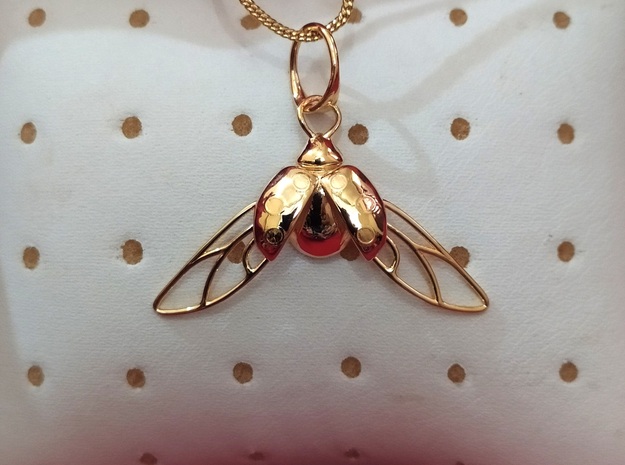Lady Bug Pendant in Rhodium Plated Brass