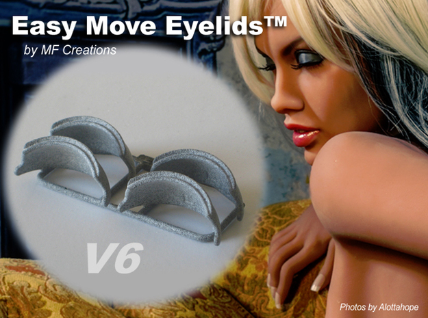 Easy Move Eyelids™ V6-2PR in Gray PA12