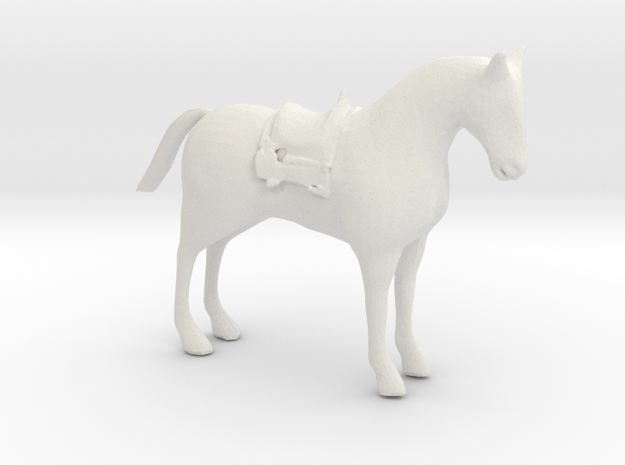 S Scale Saddle Horse in White Natural Versatile Plastic